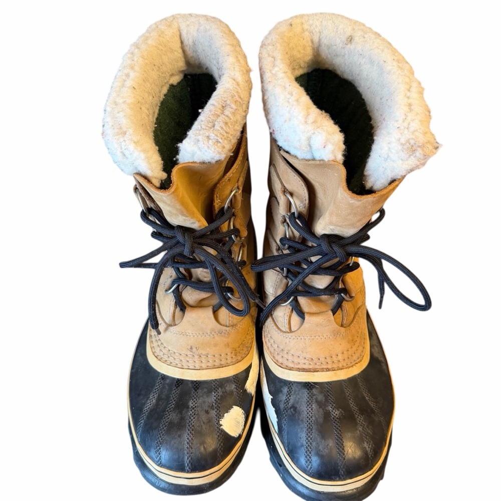 SOREL Men’s Caribou Waterproof Snow Boots Sz 9 Tan/Black